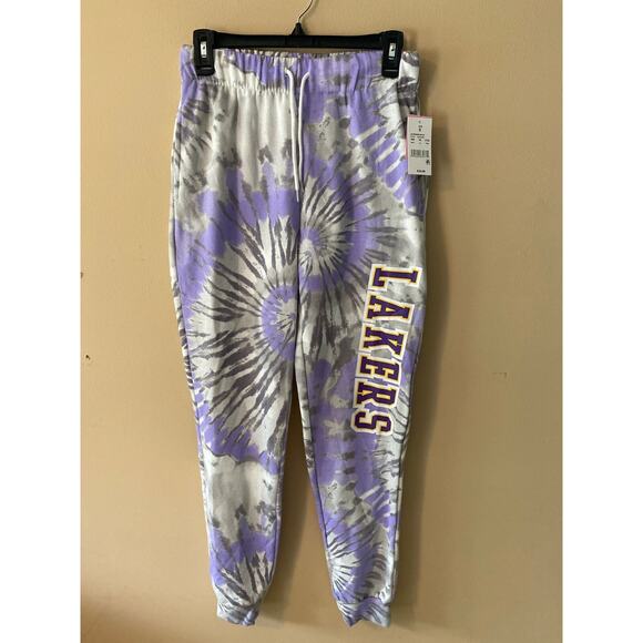 New Hybrid LA Lakers Tie Dye Jogger Sweatpants for Women, Small - Picture 2 of 8